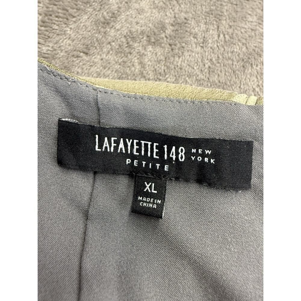 Lafayette 148 Silk Drawstring Waist Dress Petite XL Green Shift Minimalist - Picture 13 of 15